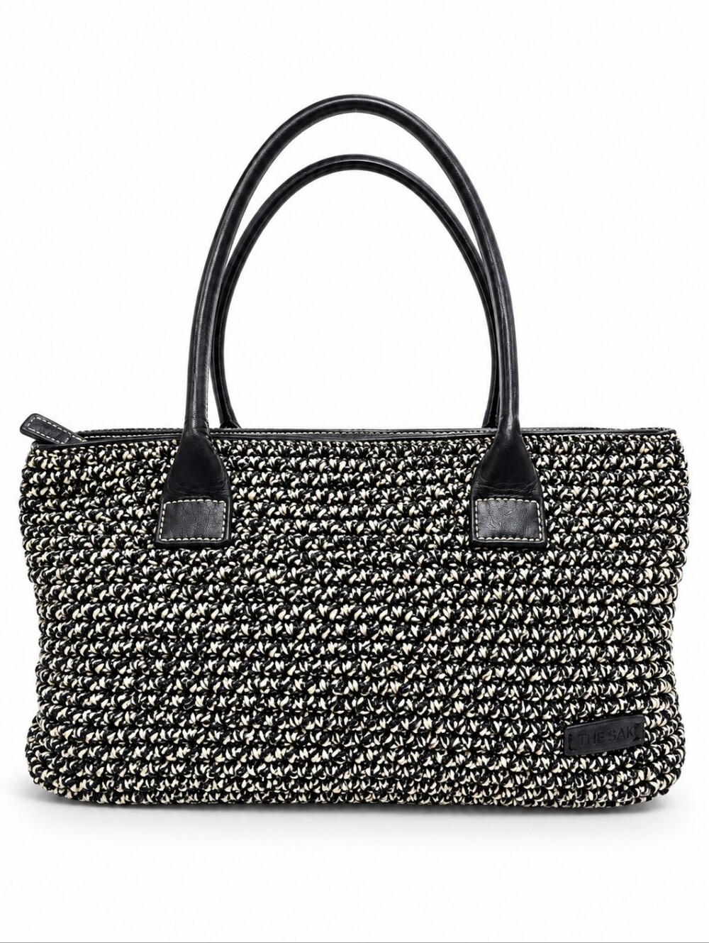 Woven Black & Cream Tote Bag